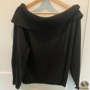 H&M Off the shoulder, balloon sleeve sweater, black, size small